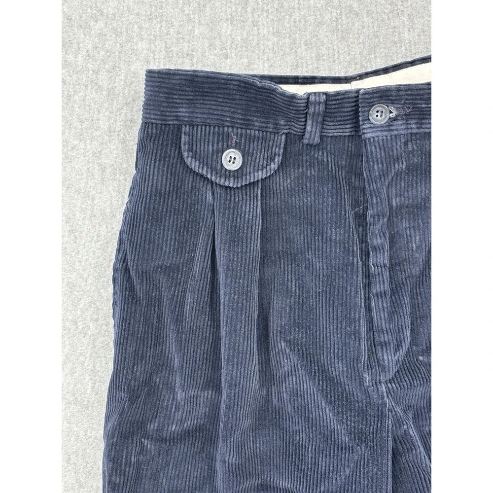Vintage Eddie Bauer Corduroy Pants Made USA Navy Pleated 26x29